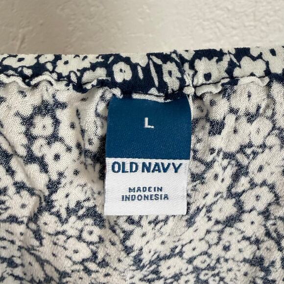 Old Navy High-Waisted Midi Slip Skirt Slit Blue Ditsy Floral NWT Size Large - Picture 4 of 5